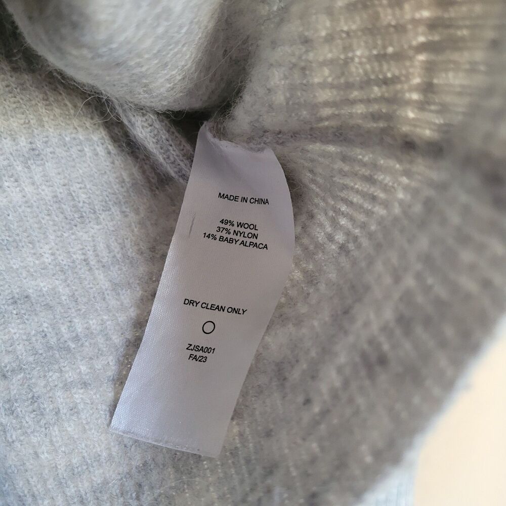 Quince Womens Baby Alpaca-Wool Cropped Gray Cardigan Size Large Button Ribbed - Picture 3 of 5